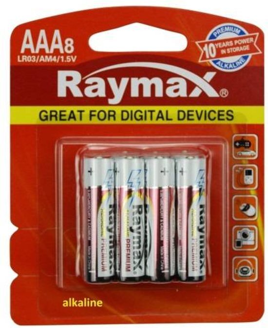 Raymax AAA Batterijen - LR03 - Alkaline - 8 Stuks