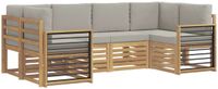 vidaXL - Hoek loungeset - 6 zitplekken - Polyester - Wit en lichtgrijs