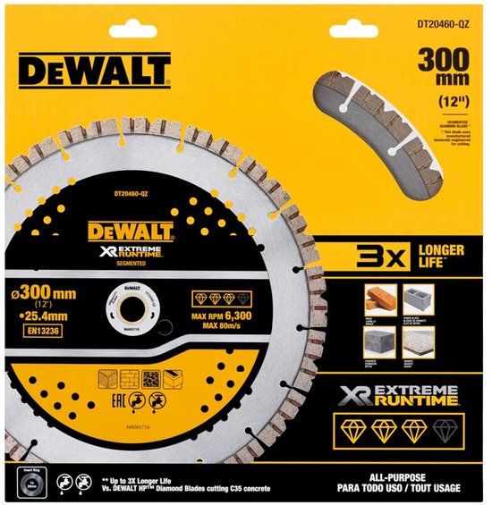 DeWalt Accessoires DeWalt Elite Series - Diamantdoorslijpschijf - 305mm - Universeel gebruik - Turbo Segment