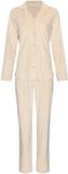Pastunette Softness Pyjama Doorknoop Velours Fleece Beige Gestreept Maat 46