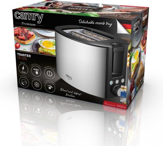 Camry CR 3215 Broodrooster - 1000W - RVS - 2 Slices