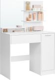 Merkloos / Sans marque Wan GmbH Toilettafel met Spiegel en Opslag | Kaptafel voor Make-up Organisatie in Wit