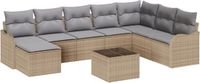vidaXL Tuinbank - Set - 9-st - Beige en Lichtgrijs - Polyrattan