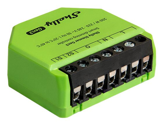 Shelly Dimmer Gen3 Ingebouwd Zwart, Limoen - Dimmer - 150W LED - 200W Halogeen - Amazon Alexa - Draadloos - 2412 - 2472 MHz