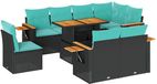 vidaXL Loungeset met kussens, polyrattan, acacia, zwart