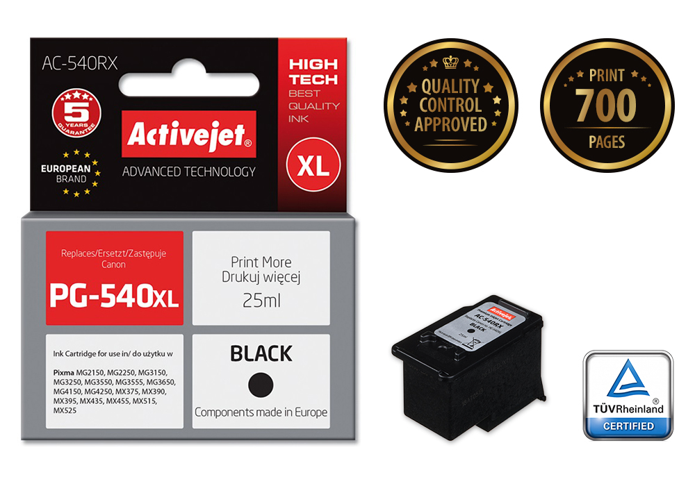 ActiveJet ink for Canon PG-540 XL single pack / zwart
