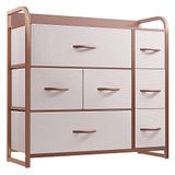 YITAHOME Commode, kast, opbergkast, 7 laden van stof met handgrepen, opbergcommode, roze
