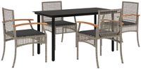 vidaXL 5-delige Tuinset met Kussens Poly Rattan Grijs