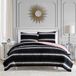 Juicy Couture King dekbed en sham set, imitatiebont ombre streep 3-delige kingsize beddengoedset - zwart/wit - 259 x 228 cm dekbed + (2) 50 x 91 cm shams