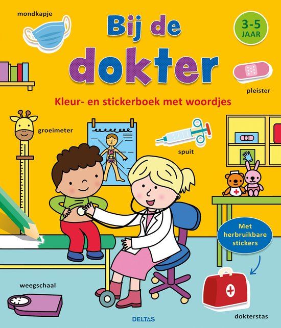 Kleur- Zuidnederlandse Uitgeverij Kleur- en stickerboek met woordjes - Bij de dokter