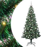 vidaXL Kunststof Voorverlichte Kerstboom Groen 240 cm PVC en Metaal