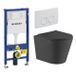 Geberit QeramiQ Dely Toiletset - Geberit UP100 inbouwreservoir - witte bedieningsplaat - toilet - zitting - mat zwart