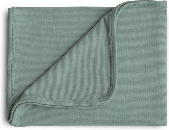 Mushie Wiegdeken Ribbed Baby Blanket - Roman Green