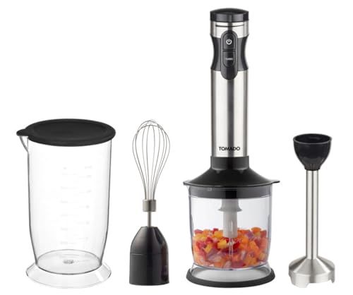 Tomado TSB9001B - Staafmixer Set - 1000W - RVS - Incl. Hakmolen, Garde & Maatbeker