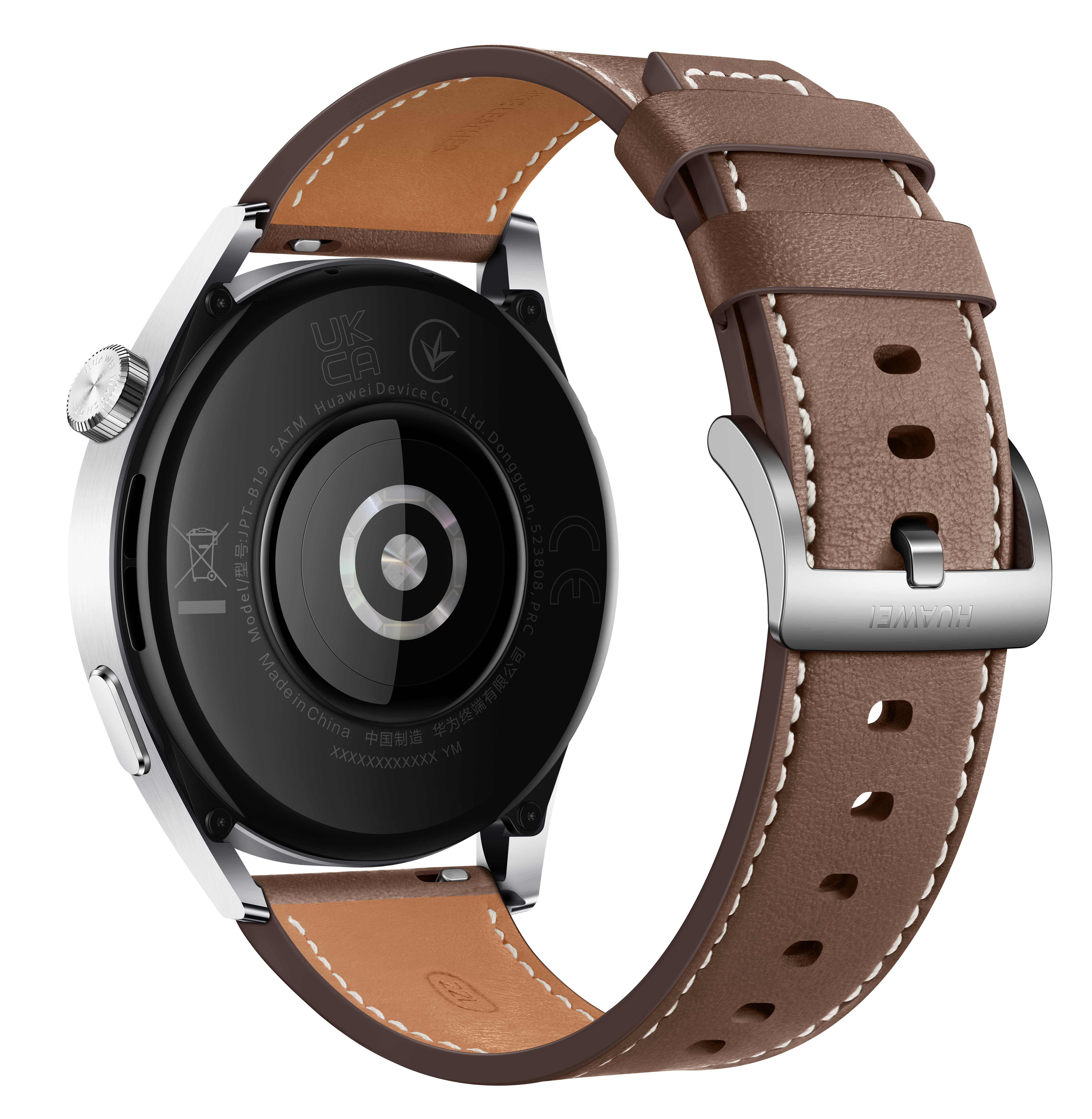 Huawei Watch GT 3 Smartwatch - 46mm - Stainless Steel - Brown Leather Band