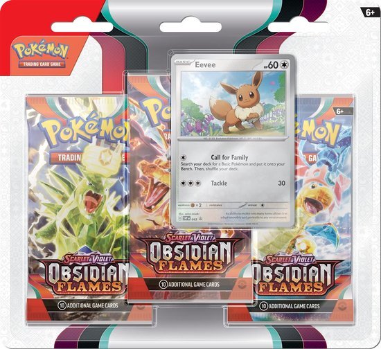 Pokemon (ue) Pokémon Tcg - Scarlet & Violet Obsidian Flames 3 Booster Blister Pack Eevee Houndstone (1 Random Blister)