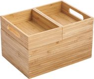 MSV Opbergorganizer – Makeup Organizer en Beauty Organizer met 2 Stapelbare Vakken voor Cosmetica, Sieraden en Accessoires – Bamboe – Houtkleur