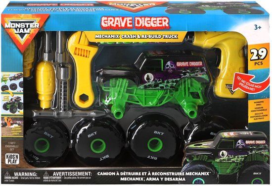 Hot Wheels Monster Jam Mechanix 1:18 Build 'N Re-Build Grave Digger speelgoedauto