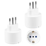 Set Italië Set van 2 reisadapters, adapter Italië naar Duitsland stekker | 1500 W reisstekker Italië, Italië stekkeradapter voor Schuko, reismust-haves, meervoudige bescherming, geen spanningsomvormer