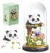 Merkloos Panda Bouwset - Panda bloemenboeket - 999 stuks - Met sokkel en stofhoes