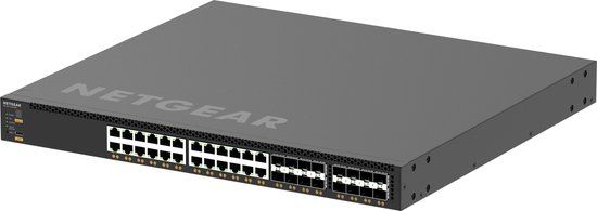 Netgear AV Line M4350-24X8F8V - Switch - L3 - Beheerd - 24 x 100/1000/2.5G/5G/10GBase-T (PoE++) + 8 x 10Gb Ethernet SFP+ + 8 x 25 Gigabit SFP28 - luchtstroom van voorkant naar achterkant - rack-uitvoering - PoE++ (290 W)
