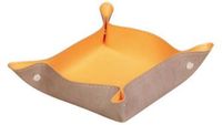 Rhodia Kunstleren Opbergbakje voor Sleutels, Horloge en Kleine spullen - Taupe met Oranje Binnenkant