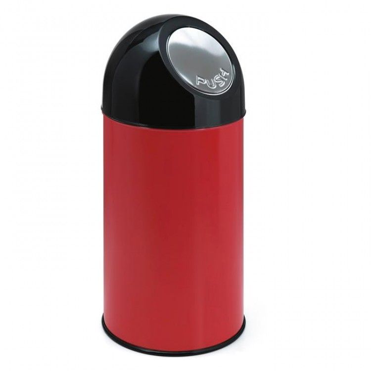 V-part Afvalbak met pushdeksel 40 liter rood
