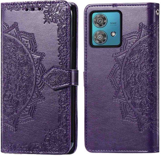 iMoshion Hoesje Motorola Edge 40 Neo - Book Case - Paars - Met Pasjeshouder