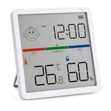 Digitale kamerthermometer/hygrometer met groot lcd-display | 8,6 cm temperatuur- en vochtigheidsmonitor met klok en comfortweergave, ultradun, voor thuis, kantoor, kas