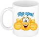 Bellatio Decorations Cadeau koffie/thee mok - duim omhoog smiley - top opa - blauw - 300 ml - keramiek