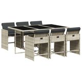 vidaXL 7-delige Tuinset met Kussens, Poly Rattan, Grijs