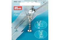 PRYM, modieuze ritssluiting-trekker in kogelketting-design, zilverkleurig