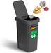 Novaliv Poubelle 50L avec couvercle 2-en-1, couvercle à charnière et couvercle à bascule, poubelle anti-odeur élégante pour cuisine, ménage, bureau, poubelle, bac à déchets, conteneur à déchets en plastique, poubelle