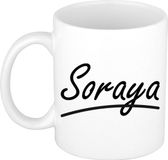 Bellatio Decorations Soraya Naam koffiemok - beker - met sierlijke letters - wit