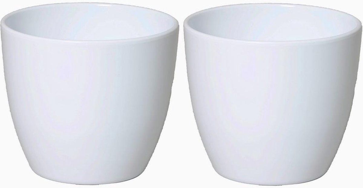 Floran - Bloempot - 4 stuks - Glanzend wit keramiek - H15 x D17.5 cm