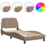 VidaXL Bedframe met LED-verlichting, zonder matras, "Zadar", cappuccino bruin, 80x200 cm
