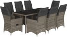 vidaXL 9-delige Bistroset met kussens, polyrattan, grijs