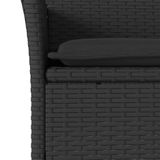 VidaXL Tuinstoelen 2 st met kussens poly rattan zwart