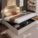 Sunfecili Lit Coffre 160x200 avec Sommier, Double, Adulte, Chargement USB, Liseuse, Lin, Beige