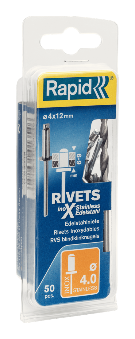 Rapid 5000394 Klinknagels - 50 stuks - Staal, Roestvrijstaal