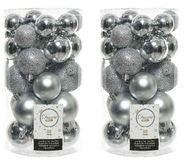 Decoris Kerstballen - 60 stuks - Zilver - 4-5-6 cm - Kunststof