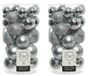 Decoris Kerstballen - 60 stuks - Zilver - 4-5-6 cm - Kunststof