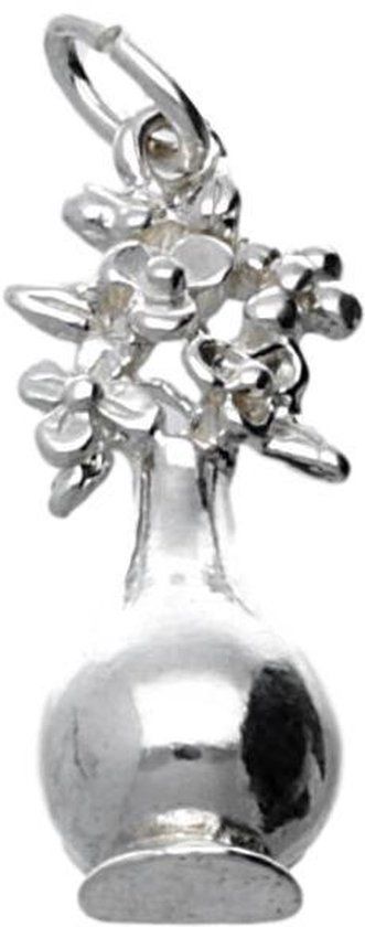 Zilveren Vaas met bloemen kettinghanger