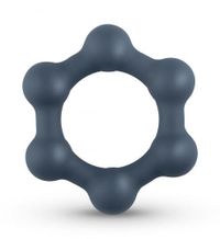 Boners Anneau de pénis hexagonal avec billes en acier - Gris