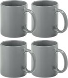 Bellatio Design Mokken - 6x - keramiek - glans - met oor - grijs - 370 ml