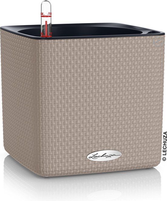 LECHUZA CUBE Color 16 - Plantenbak - zandbruin - 16x17x17cm