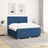 vidaXL Boxspringbed met matras en hoofdeinde Blauw 180 x 200 cm Stof