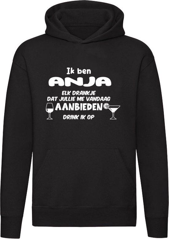 Ik ben Anja Hoodie - Zwart - 2XL - Unisex