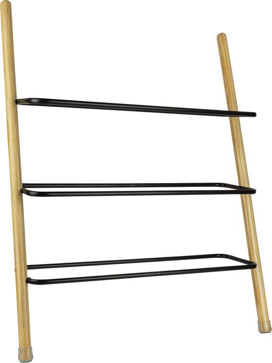 QUVIO Schoenenrek - 3 laags - Hout - Metaal