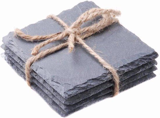 Alpina Leistenen Onderzetters - Antislip - 10 x 10 cm - Set van 4 - Antraciet